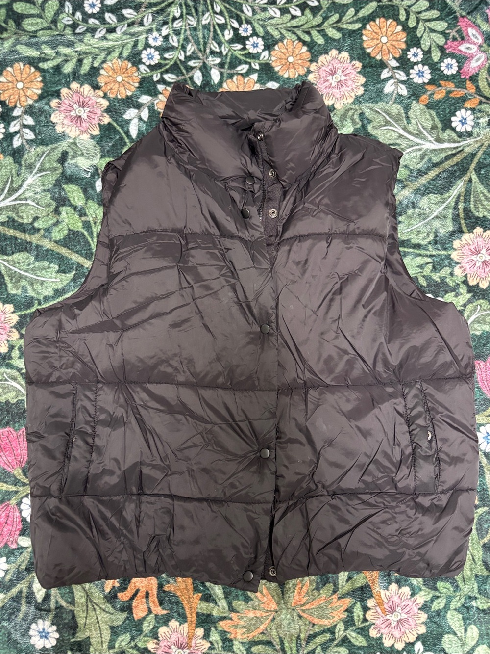 Z Supply Oversized Black Quilted Puffer Vest